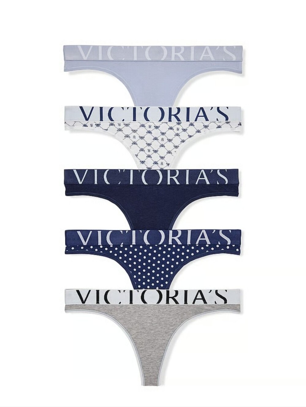 Victoria's Secret Logo Cotton Thong Panty 5-Pack NEW Sz XL